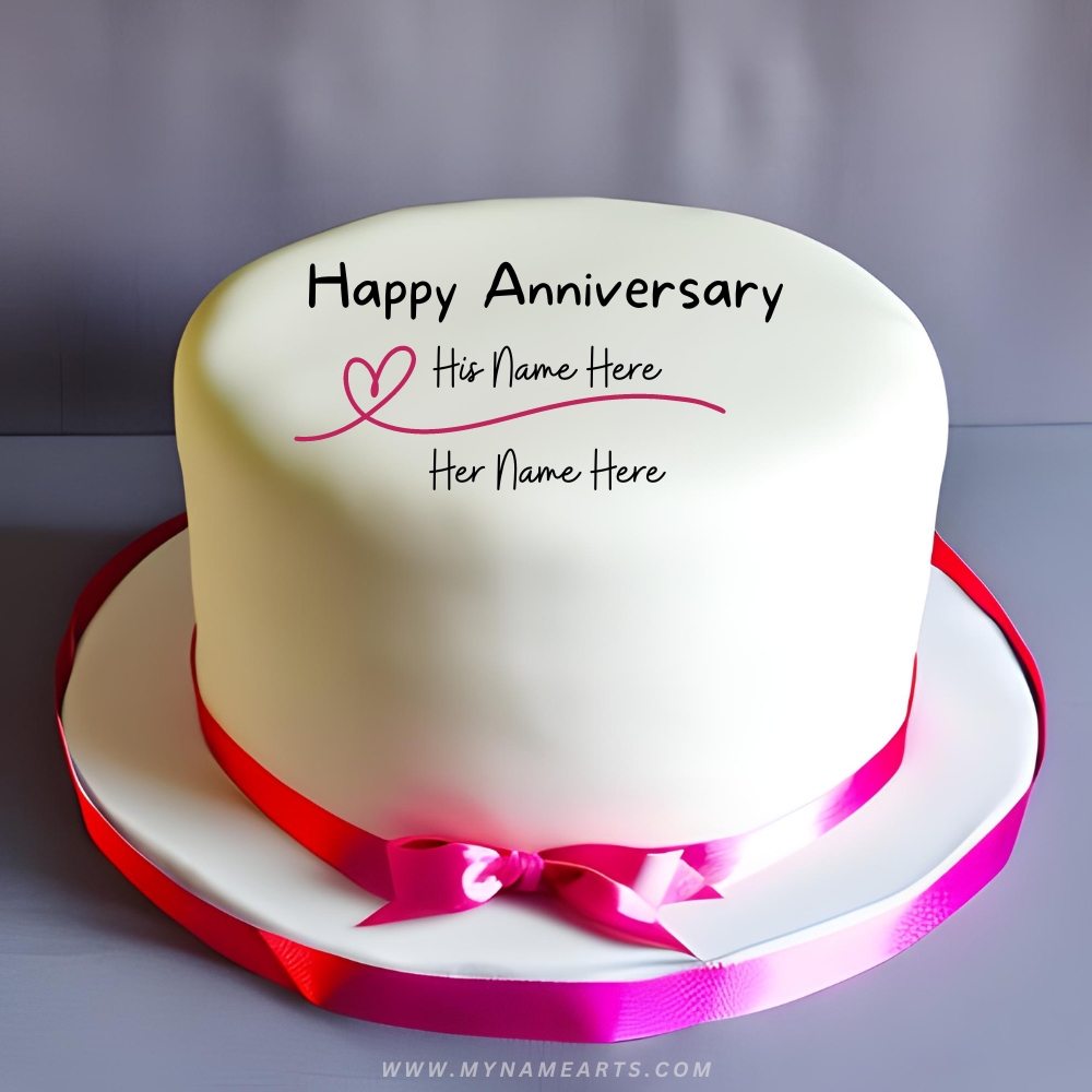 Simple Beautiful Anniversary Cake With Custom Name