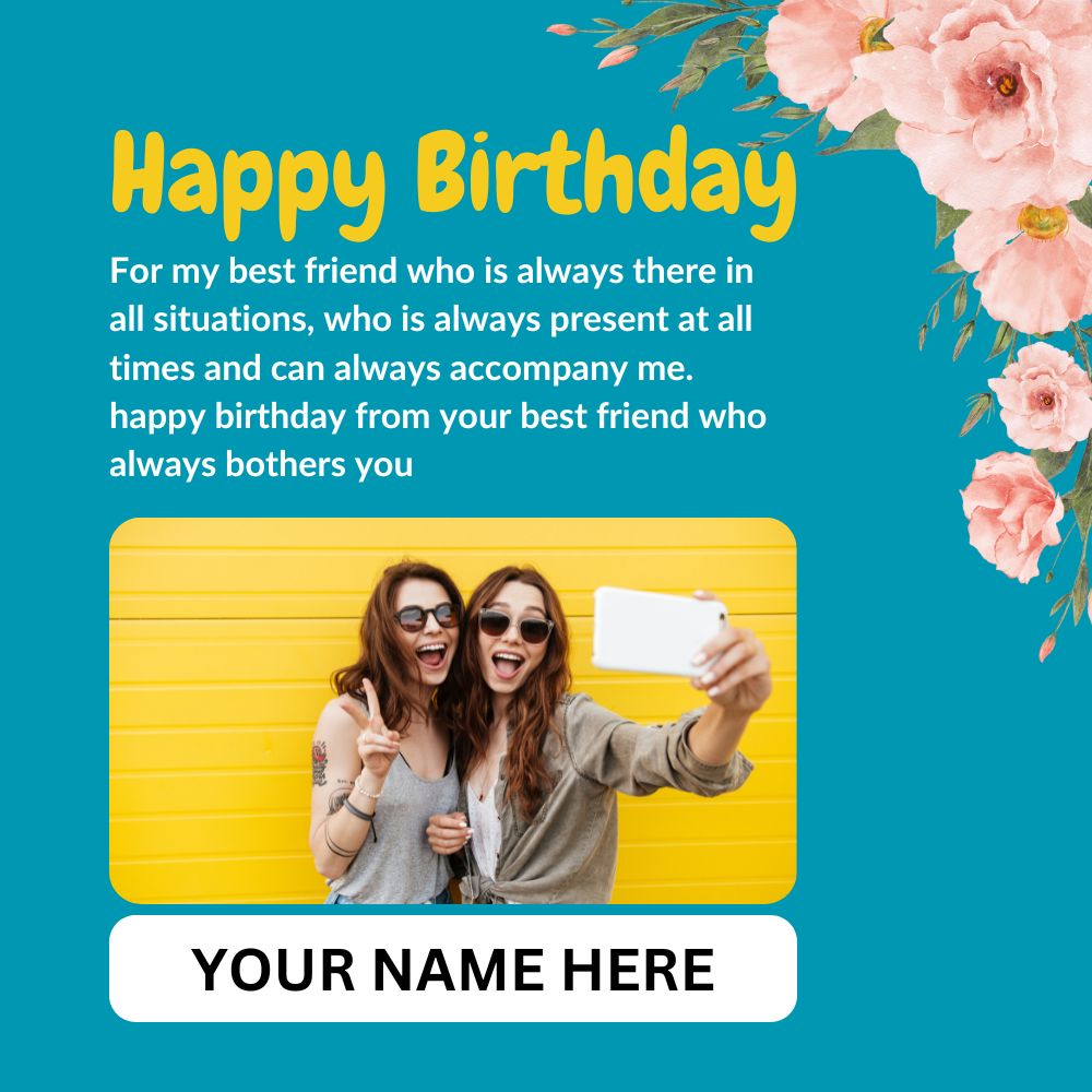 Simple Happy Birthday Wishing Photo Frame With Name