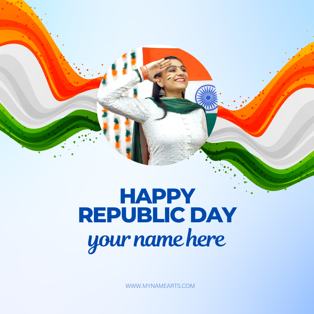 Republic Day Greetings Card With Your Name and Photo Online