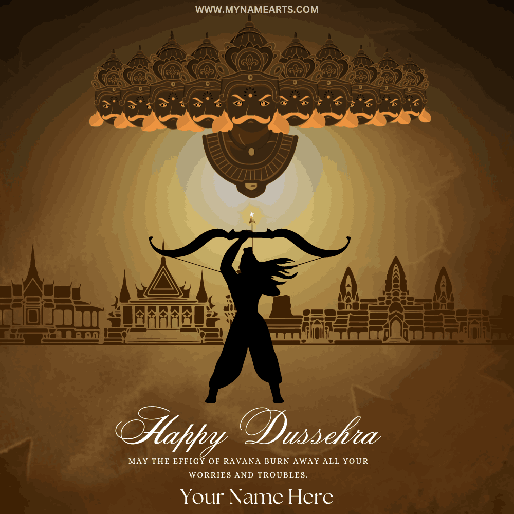 Dussehra Festival Post Greetings With Your Name For Free Download