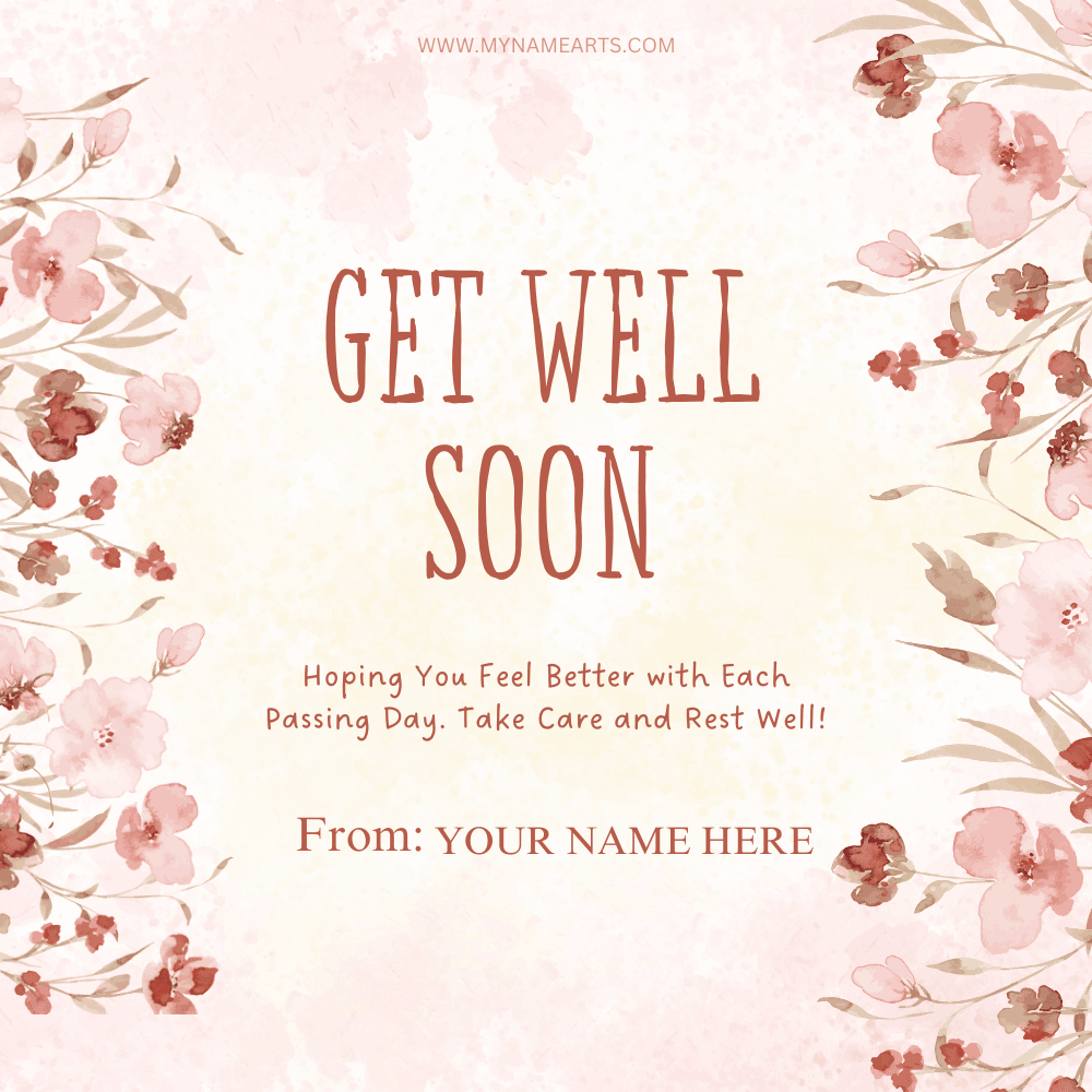 Get Well Soon Wishes Card with Your Name – Free Online