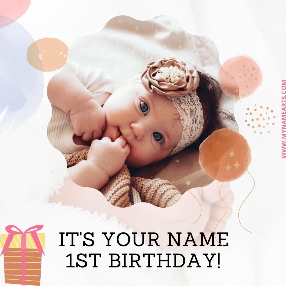 Happy 1st Birthday Cute Photo Frame With Name