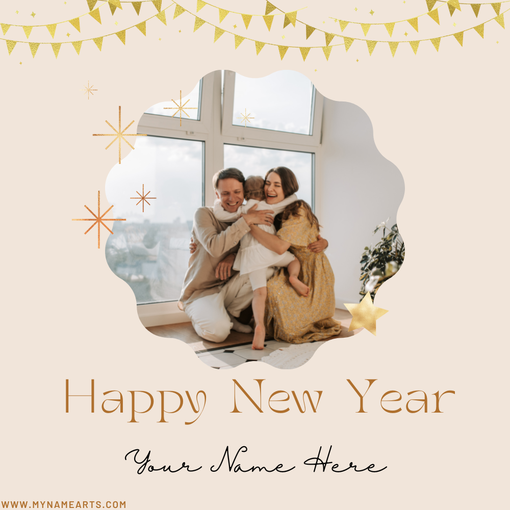 Happy New Year Family Photo Frame With Name