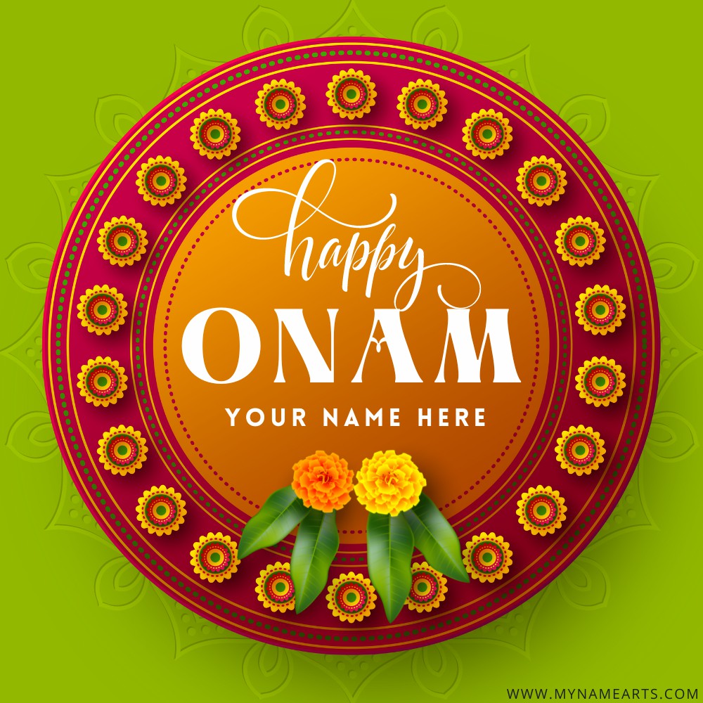 Happy Onam 2022 Rangoli Art With Name