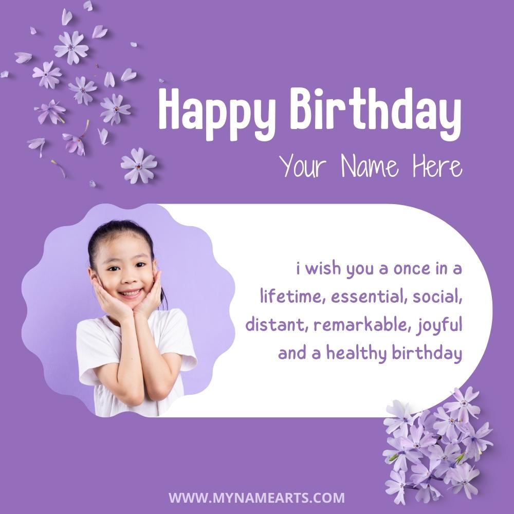 Purple Photo Frame For Birthday Wishes With Name