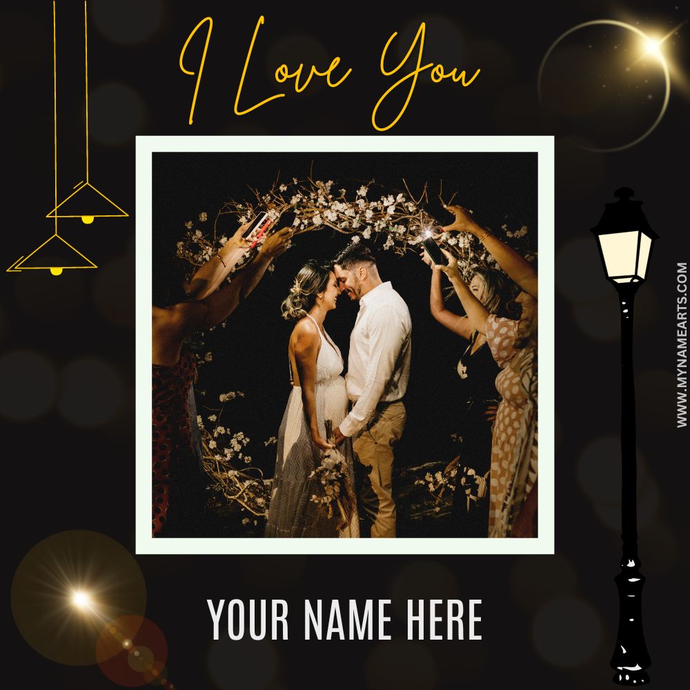 Romantic I Love You Couple Photo Frame With Custom Name