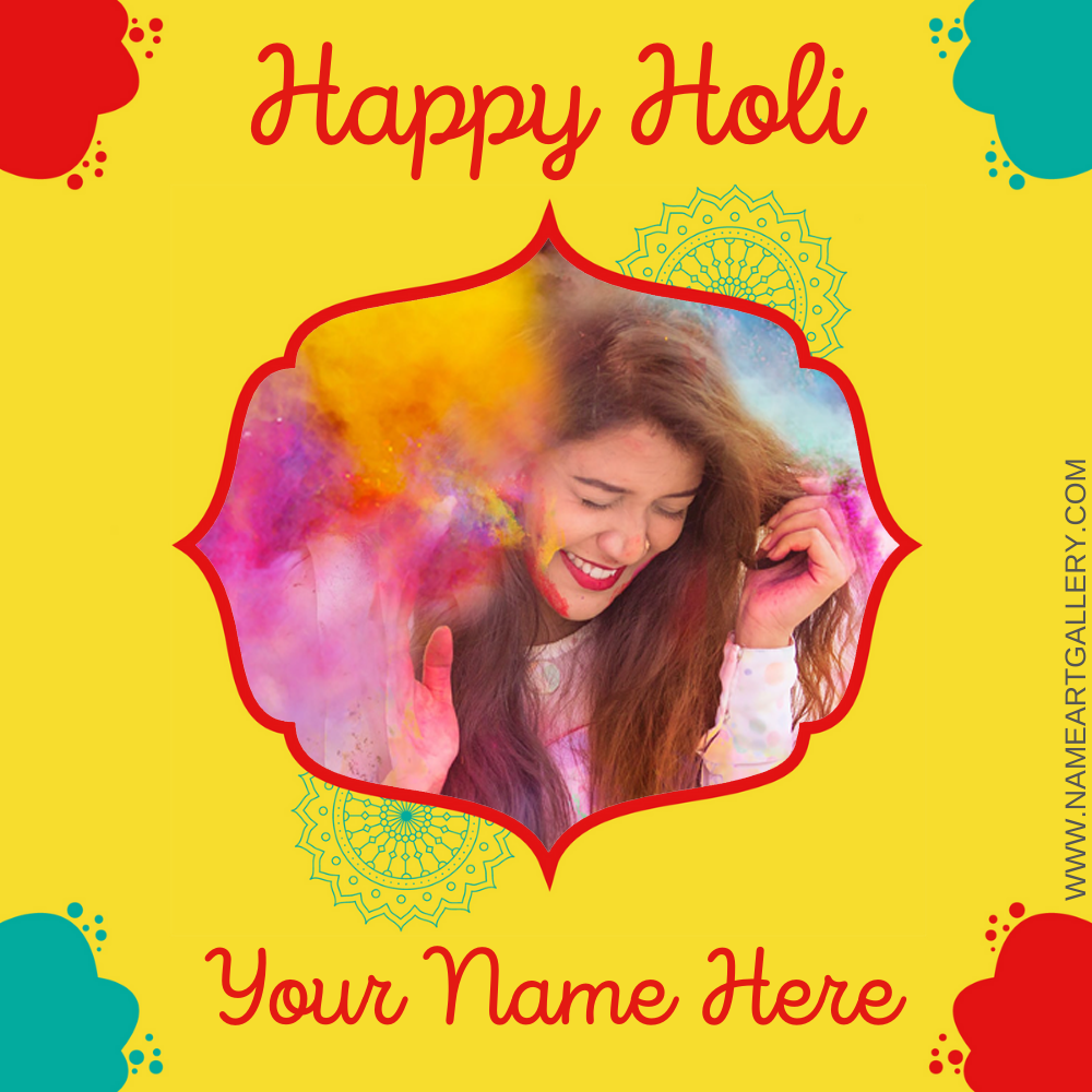 Holi Celebration Special Photo Frame With Your Name