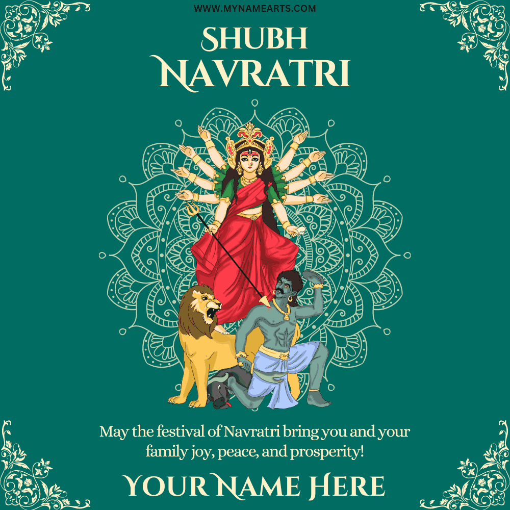 Shubh Navratri Fastival Post Image With Your Name For Free