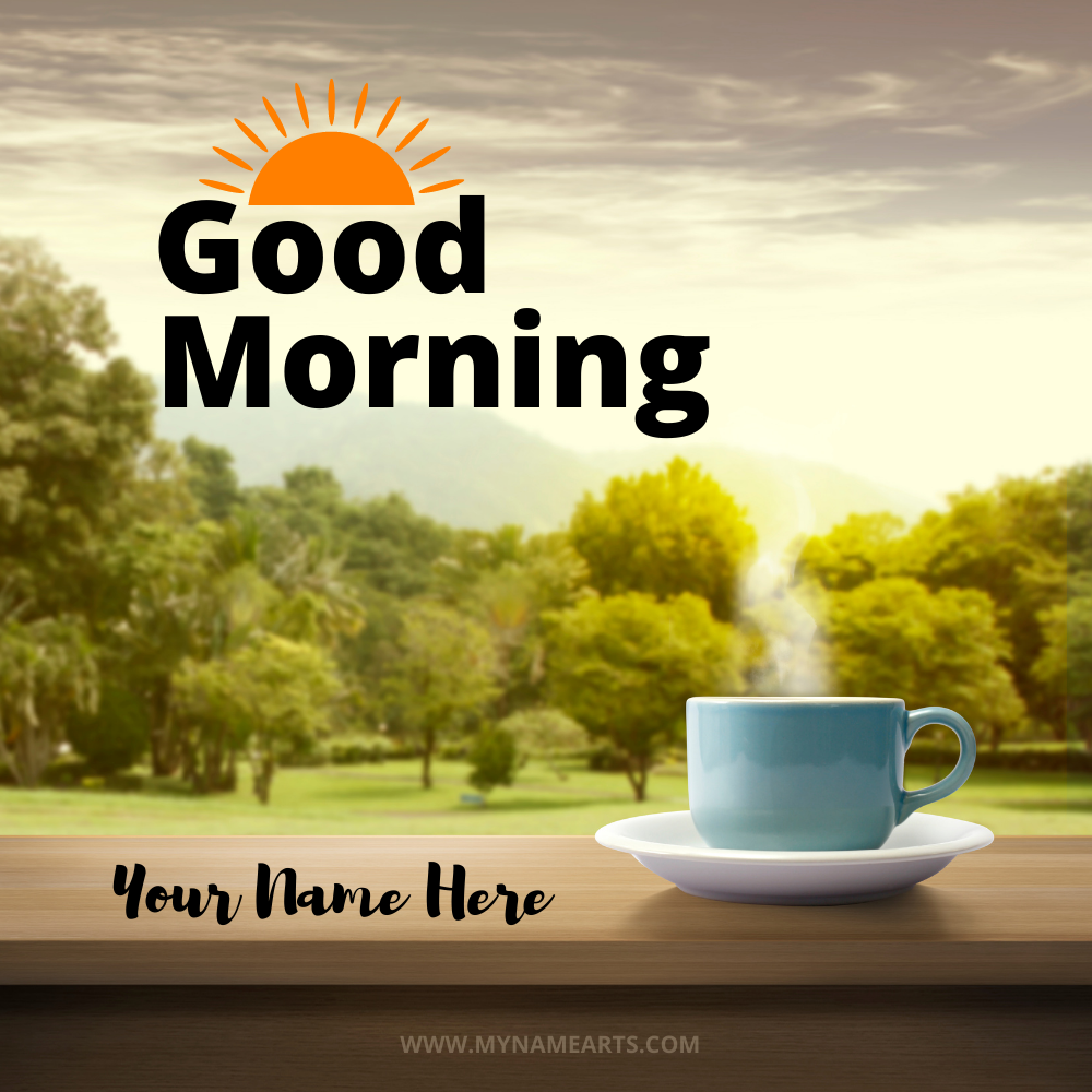 Print Name on Good Morning Sunrise Landscape Greeting