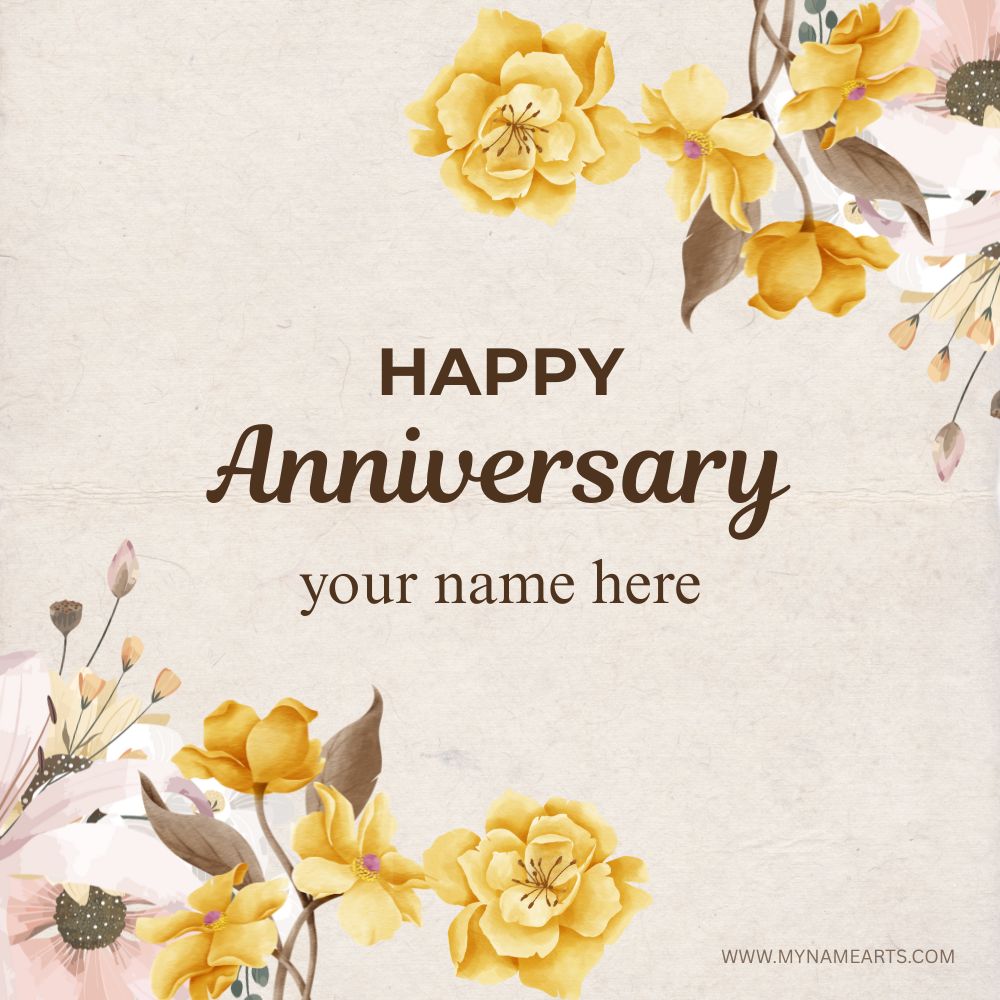 Happy Anniversary Card with Your Name Free Download